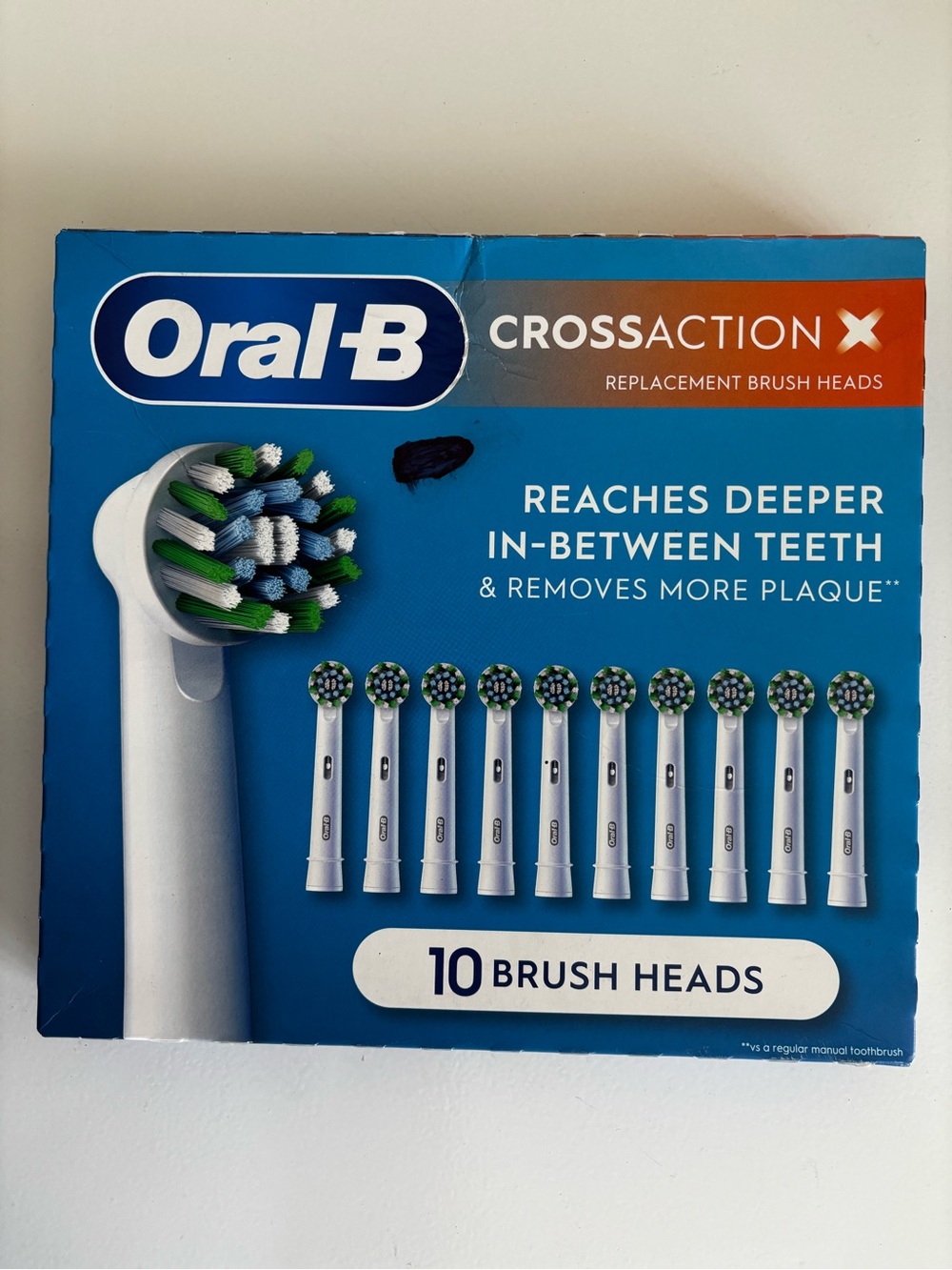 Oral-B CrossAction X Replacement Electric Toothbrush Heads, 10-count, White New